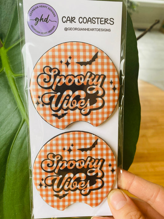 Spooky Vibes Car Coaster Set