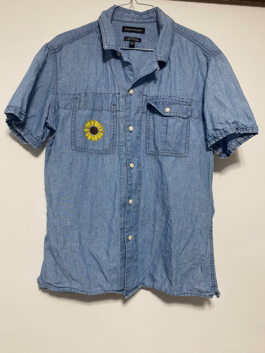 Upcycled Banana Republic Button Down Denim Tee